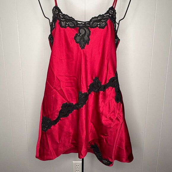 Vintage Victorias Secret Gold Label Red Slip Nighty Lingerie Lace Dress Chemise - Picture 1 of 6